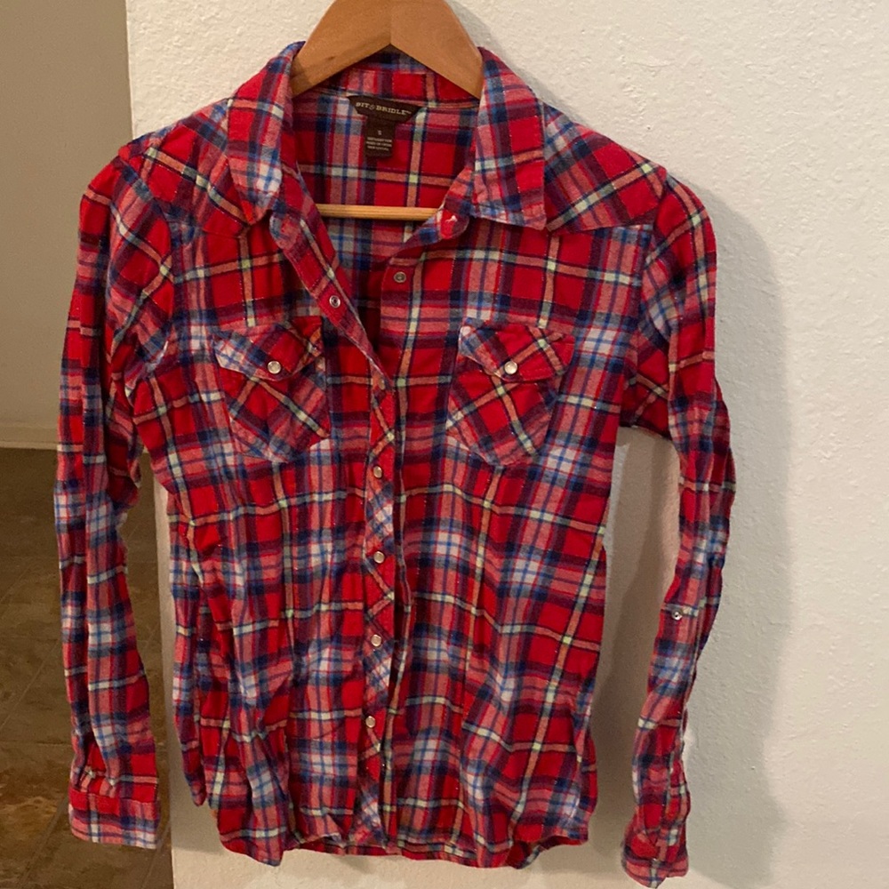 Bit n Bridle Woman’s Long Sleeve Flannel Snap Size S